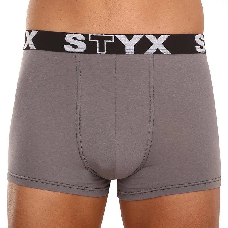 Styx 3PACK pánské boxerky sportovní guma tmavě šedé (3G1063) S 