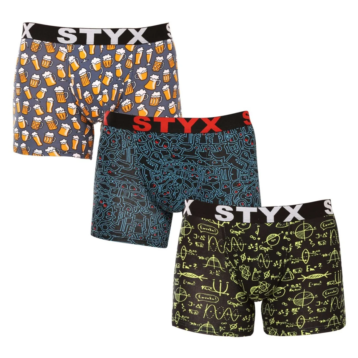 Styx 3PACK pánské boxerky long art sportovní guma vícebarevné (3U12672/2) XXL 