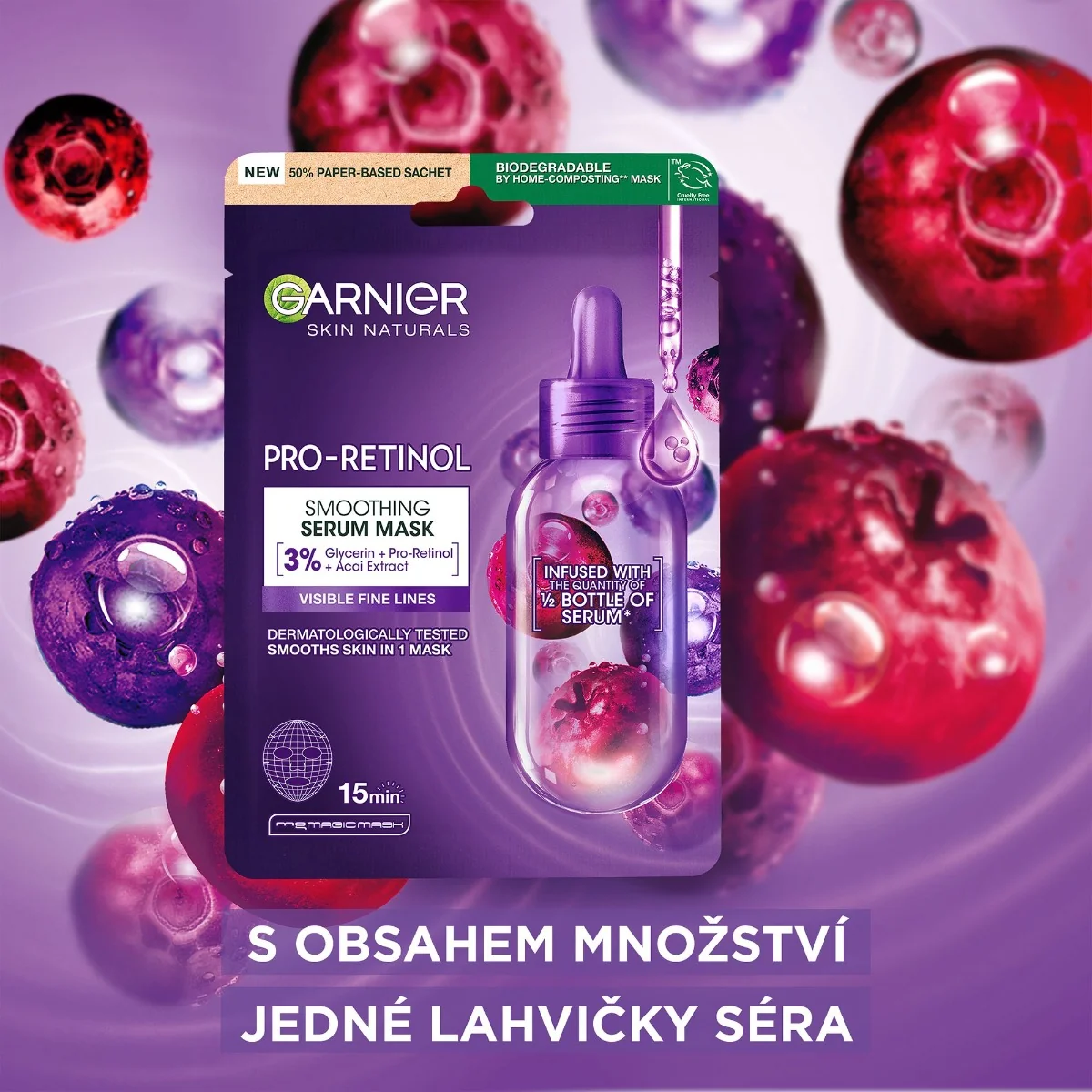 Garnier Skin Naturals Pro-Retinol vyhlazující sérum maska 22 g