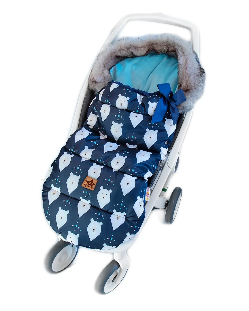 Baby Nellys Dětský fusak maxi PREMIUM Winter bear, + rukávník ,granátový, 110x50cm,