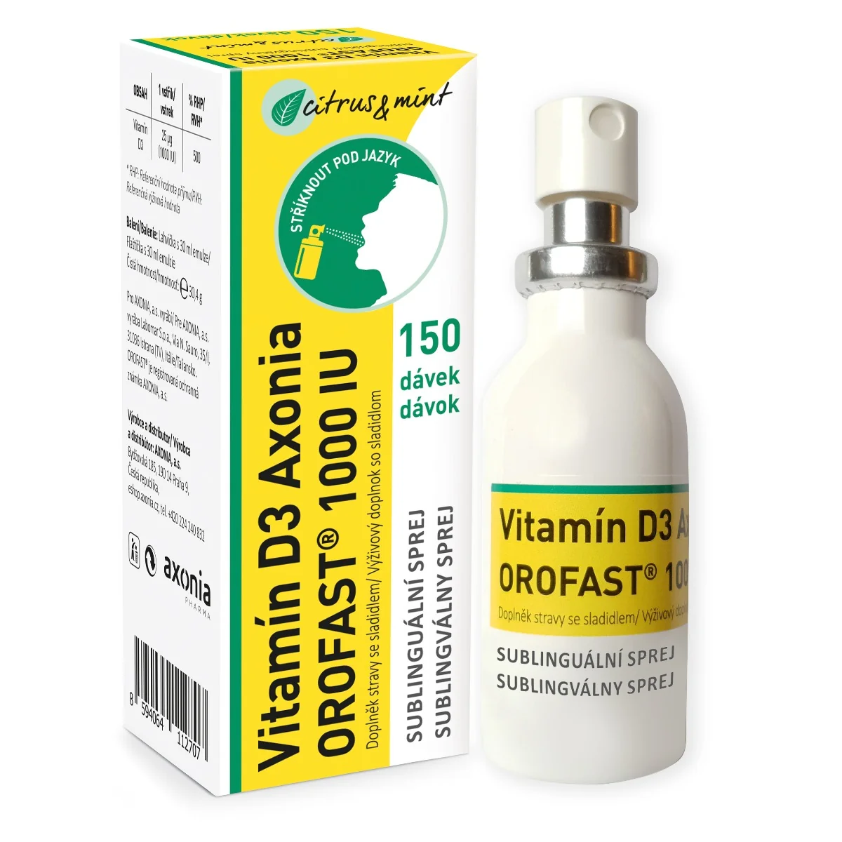 Vitamín D3 Axonia OROFAST 1000 IU sublinguální sprej 30 ml