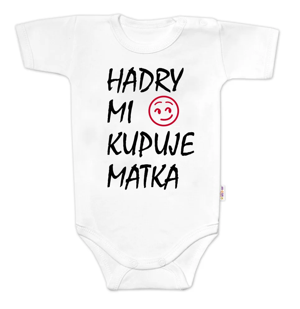 Baby Nellys Body krátký rukáv Hadry mi kupuje matka,  bílé vel.  80