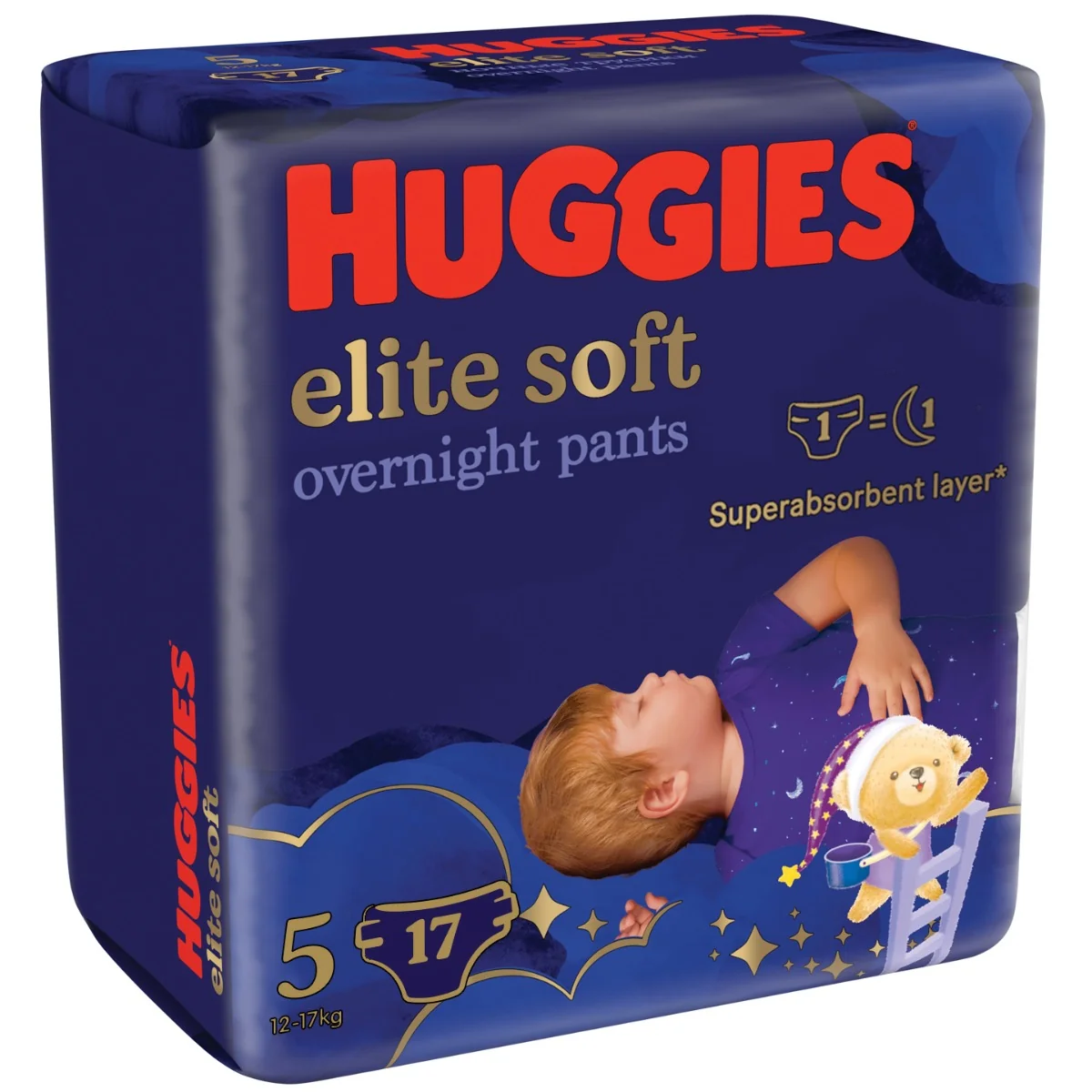 Huggies Elite Soft Pants night 5 12–17 kg 17 ks