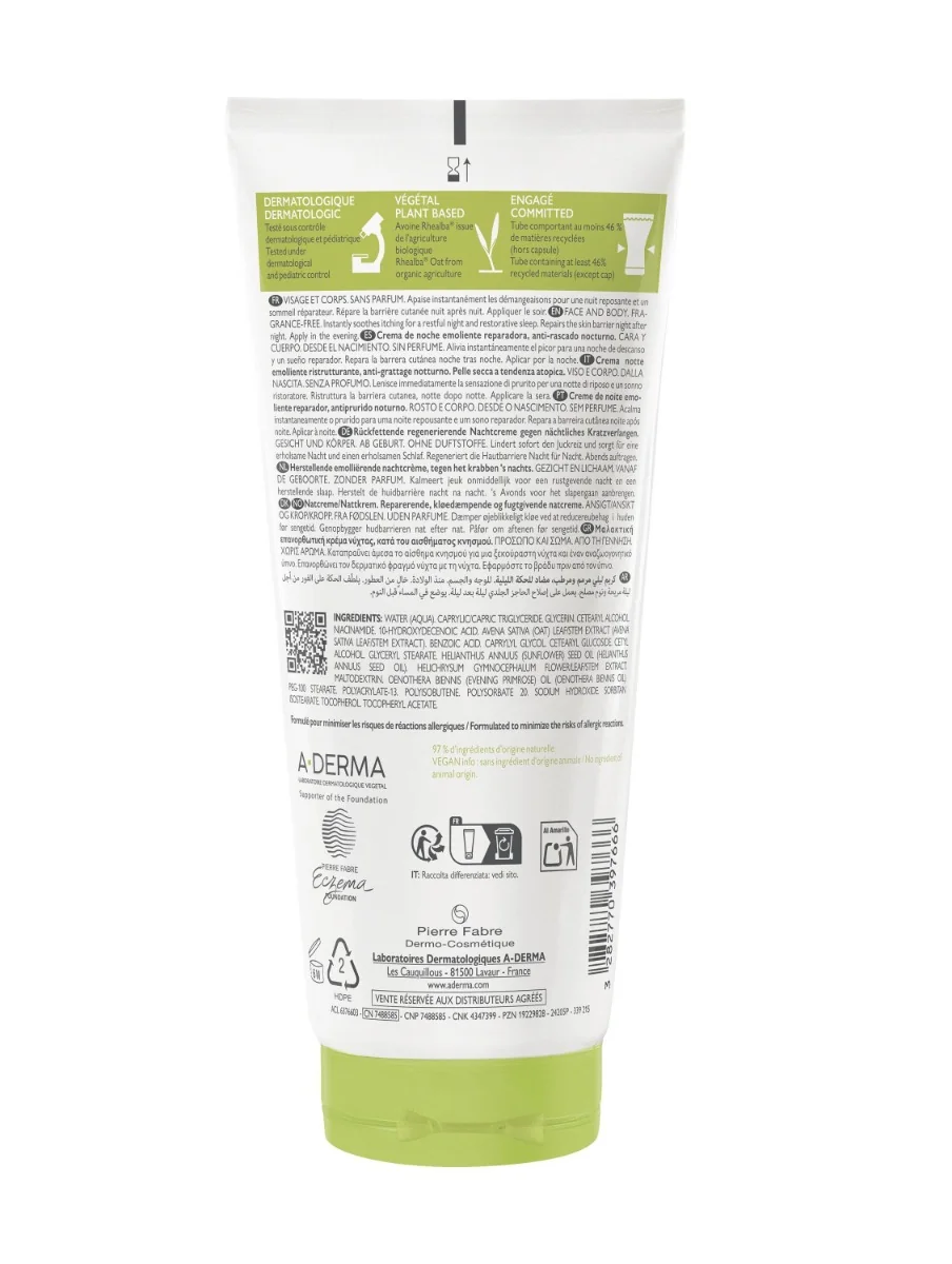 A-Derma Exomega Control Emolienční noční krém 200 ml