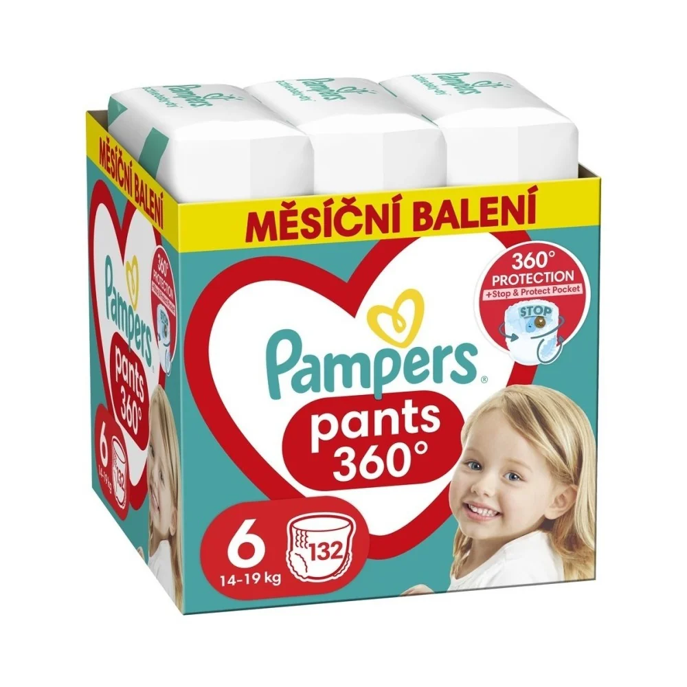 Pampers Pants vel. 6 Monthly Pack 14-19 kg plenkové kalhotky 132 ks