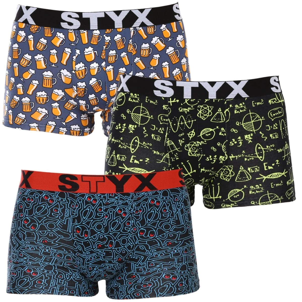 Styx 3PACK pánské boxerky art sportovní guma vícebarevné (3G12672) XL 