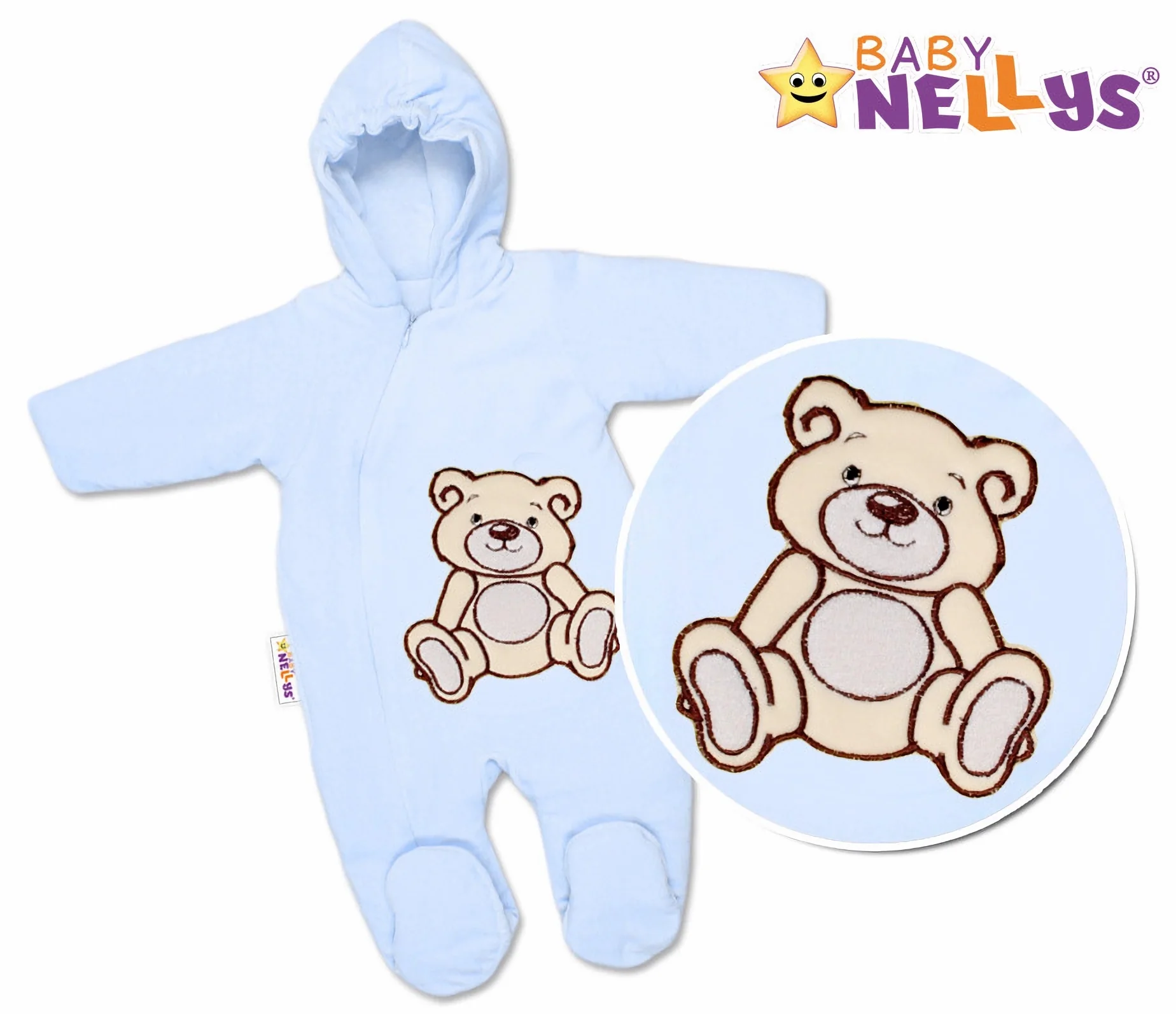 Baby Nellys Zimní kombinézka/overálek Teddy Bear  - sv. modrá