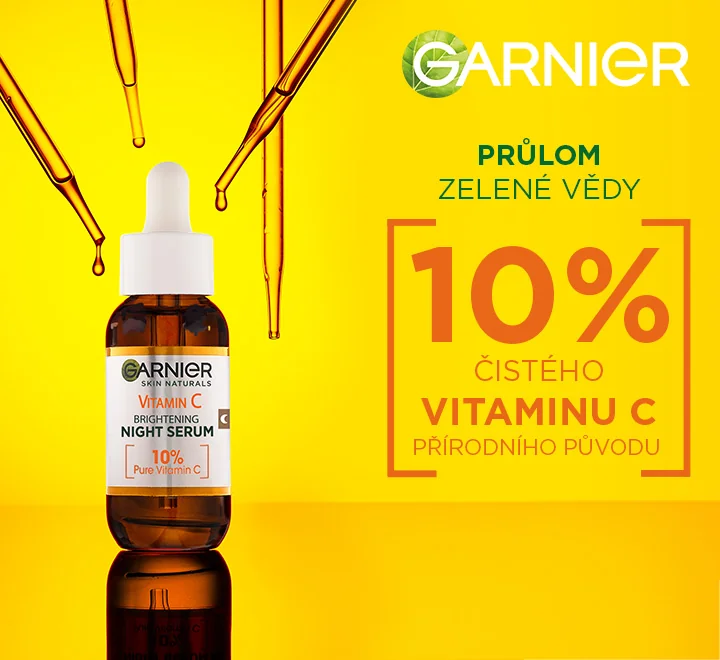 Garnier. Průlom zelené vědy. 10 % čistého vitamin C přírodního původu.