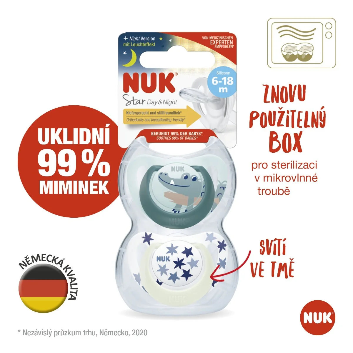 NUK Dudlík Star Den & Noc 6-18m box 2 ks