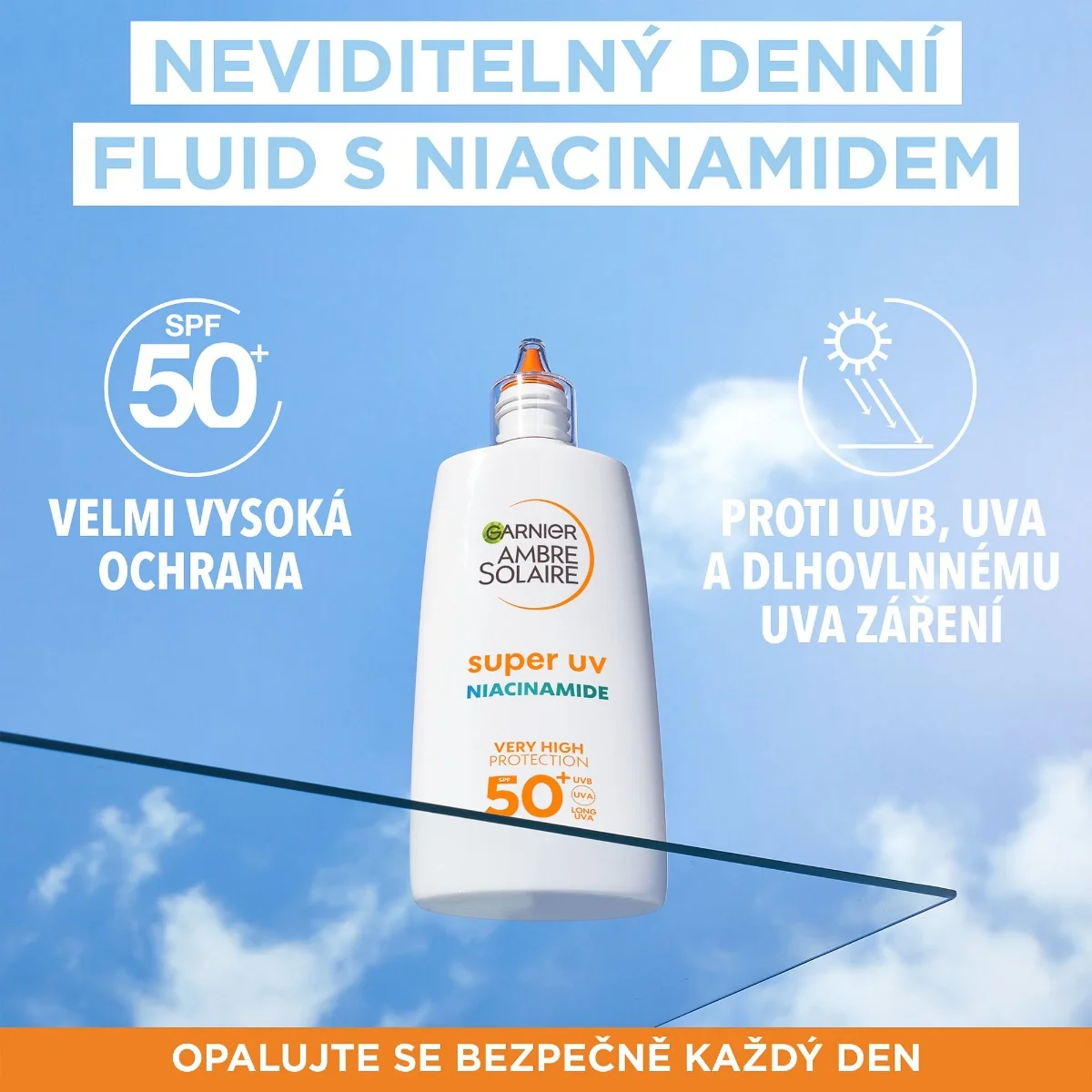 Garnier Ambre Solaire Super UV SPF50+ denní fluid proti nedokonalostem s Niacinamidem 40 ml