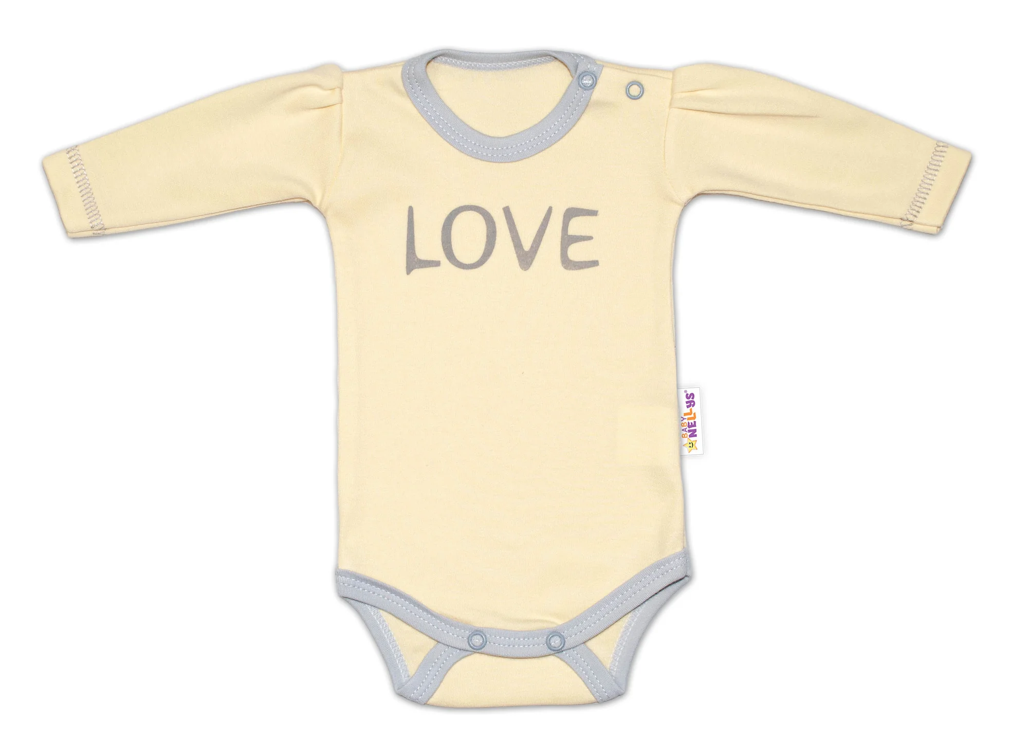 Baby Nellys Body dlouhý rukáv Love - žluté vel.  62