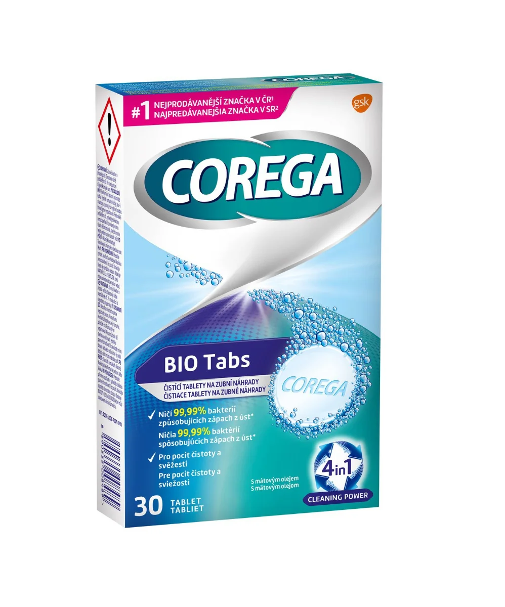 Corega Bio Antibakteriální tablety 30 ks