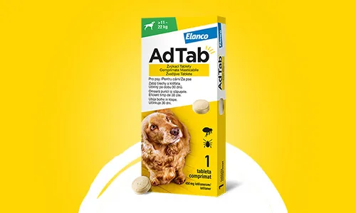 AdTab Žvýkací tablety pro psy - účinnost proti klíšťatům a blechám.
