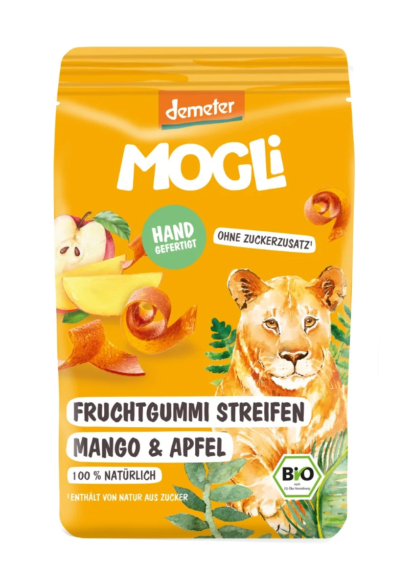 MOGLi BIO Ovocné pásky s psylliem mango a jablko 25 g