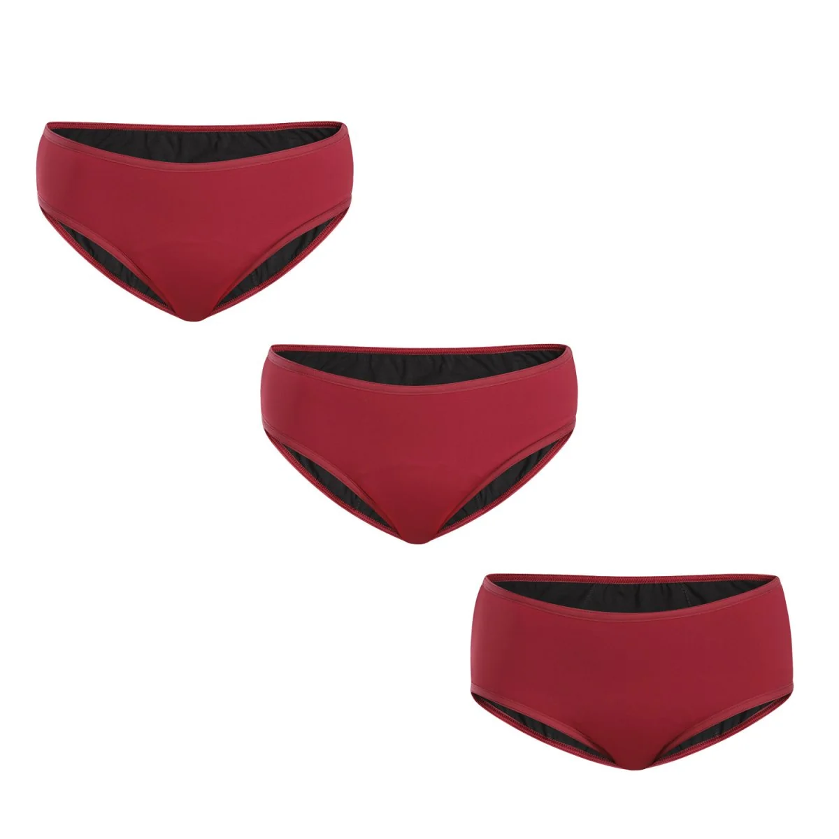 Meracus 3PACK Menstruační kalhotky Burgundy pro silnou menstruaci (MEMS107) S 