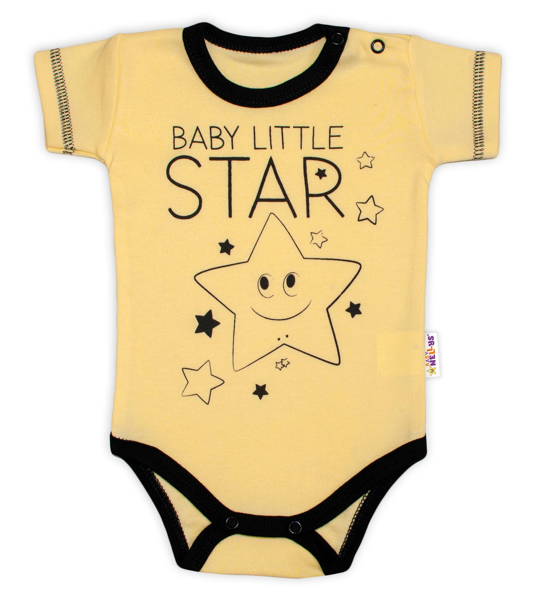 Baby Nellys Body krátký rukáv  Baby Little Star - žluté vel.  62