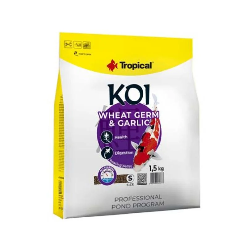 Tropical Koi Wheat Germ & Garlic Pellet S 5l/1,5kg plovoucí krmivo pro jezírkové ryby