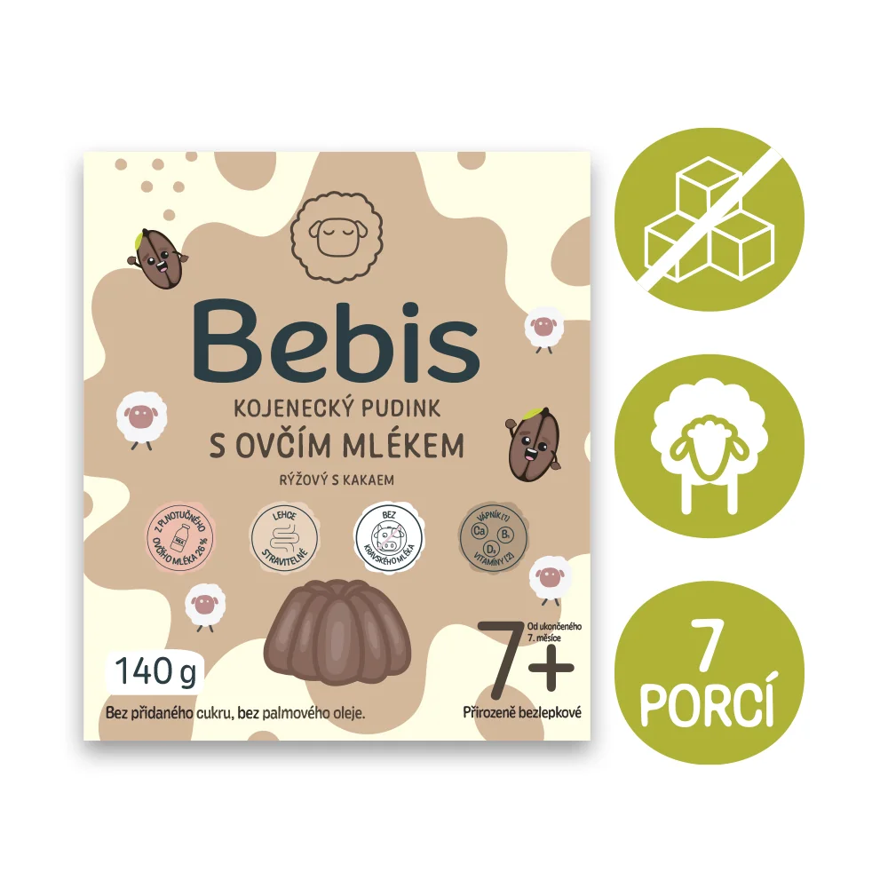 Bebis Kojenecký pudink s ovčím mlékem rýžový s kakaem 140 g