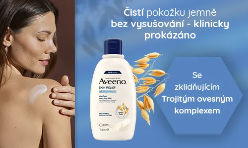 Hydratační sprchový gel Aveeno® Skin Relief – čistí pokožku jemně a bez vysušování. Se zklidňujcím Trojitým ovesným komplexem.