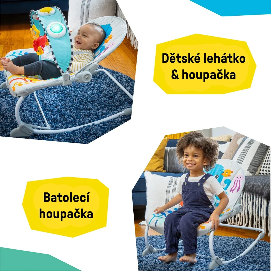 Baby Einstein Lehátko hudební vibrační Kick to It Opus do 18kg 