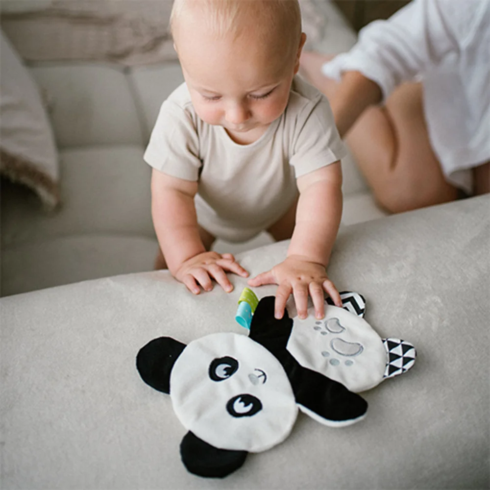 Babyono Plyšová hračka/přítulníček, šustící PANDA POLLY, krémová/černá 