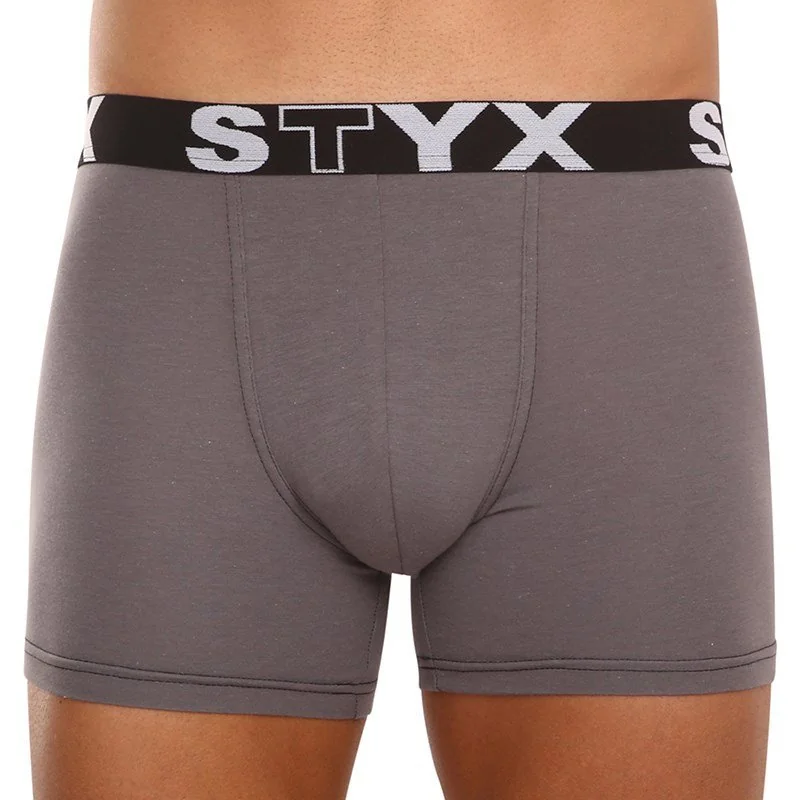 Styx 3PACK pánské boxerky long sportovní guma tmavě šedé (3U1063) XL 