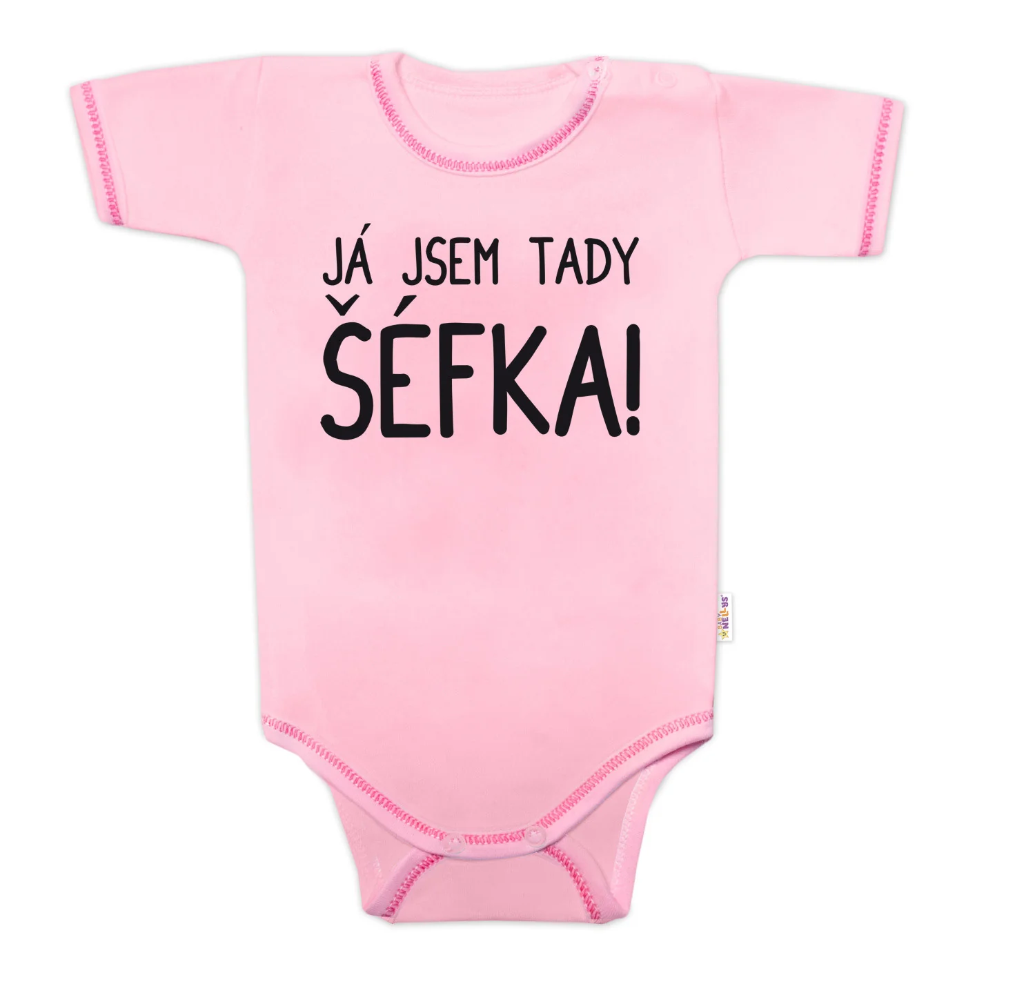 Baby Nellys Body kr. rukáv s vtipným textem, Já jsem tady ŠÉFKA! vel. 80