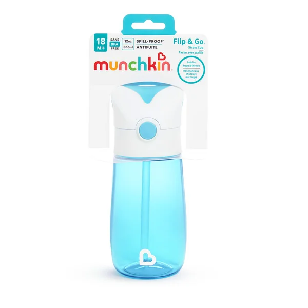 Munchkin Flip & Go™ Hrneček s brčkem 18m+ 355 ml modrý