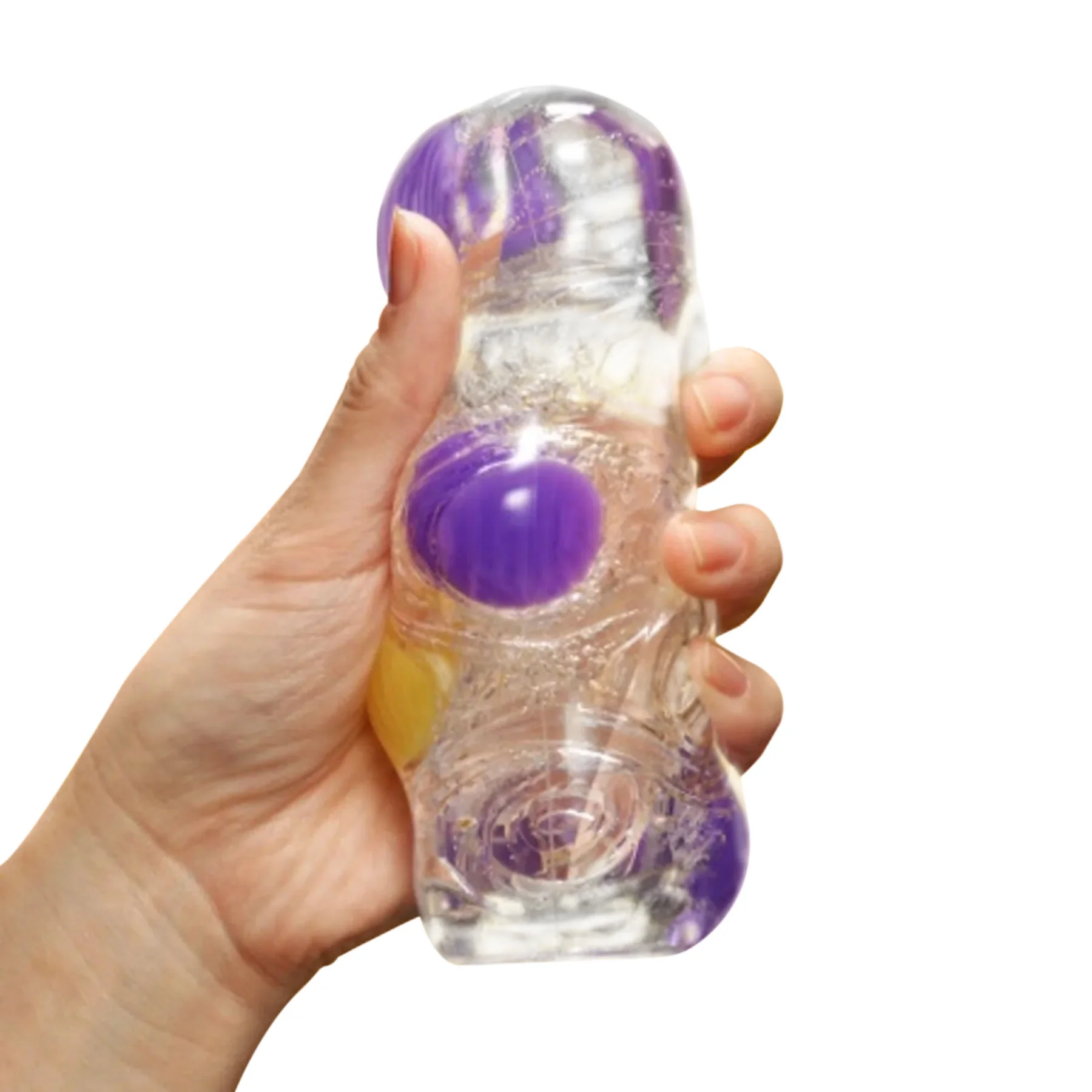 TENGA Flexibilní masturbátor Bobble, 14cm, žluto-fialový 