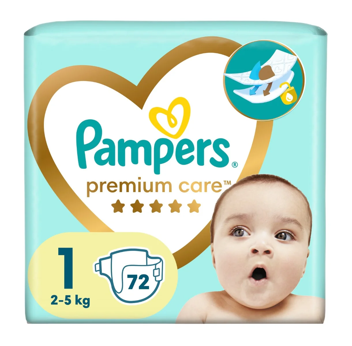 Pampers Premium Care vel. 1 2–5 kg dětské pleny 72 ks