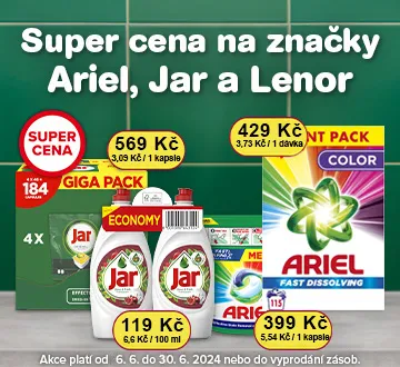 Ariel, Jar, Lenor super cena (červen 2024)