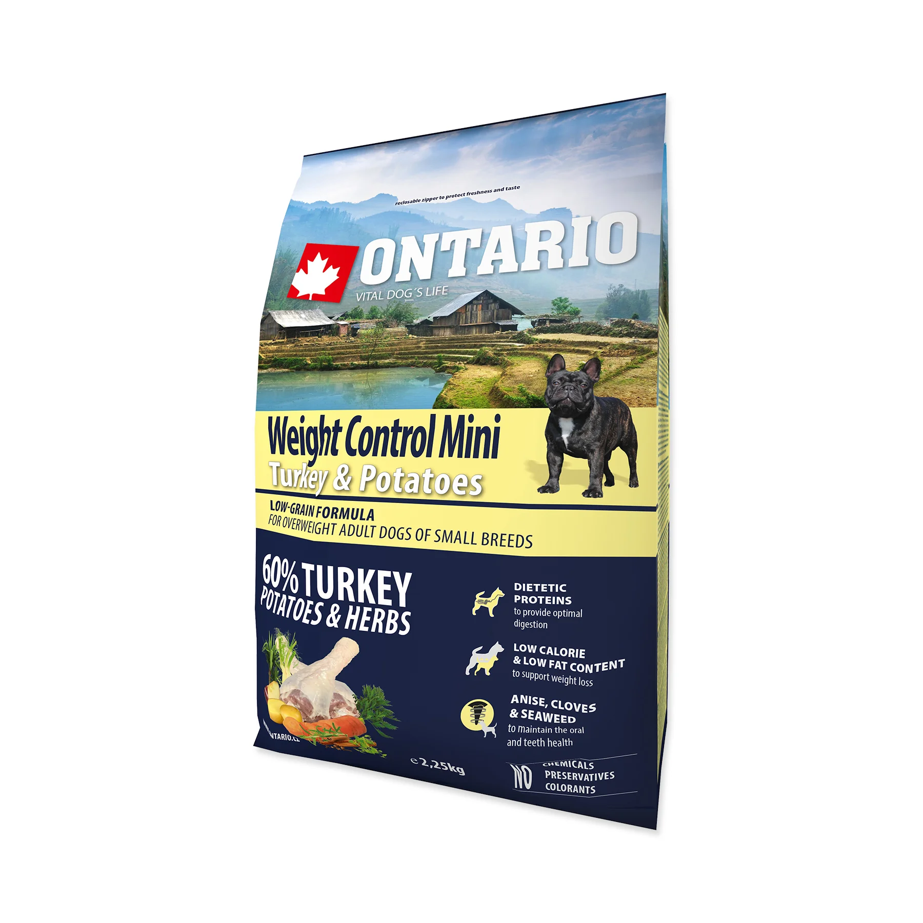 Ontario Mini Weight Control Turkey&Potatoes granule 2,25 kg