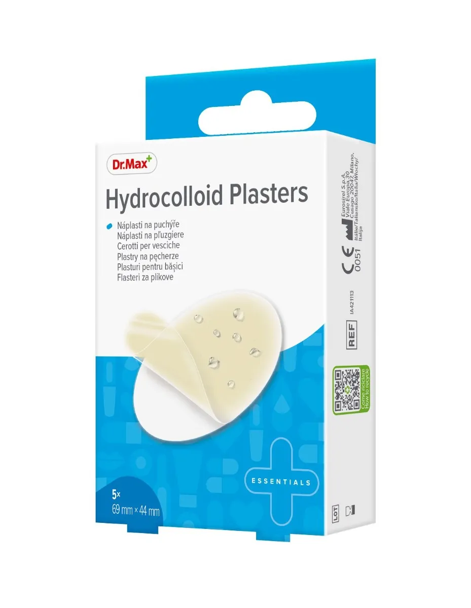 Dr. Max Hydrocolloid Plasters 69 x 44 mm náplasti na puchýře 5 ks