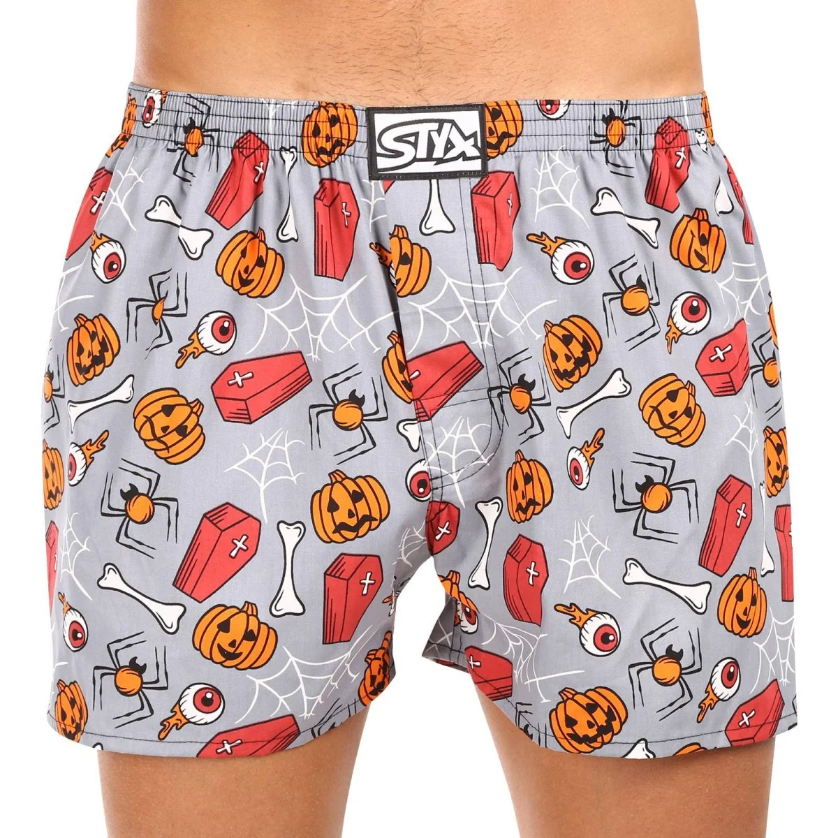 Styx Pánské trenky art klasická guma nadrozměr Halloween rakve (E1752) 3XL