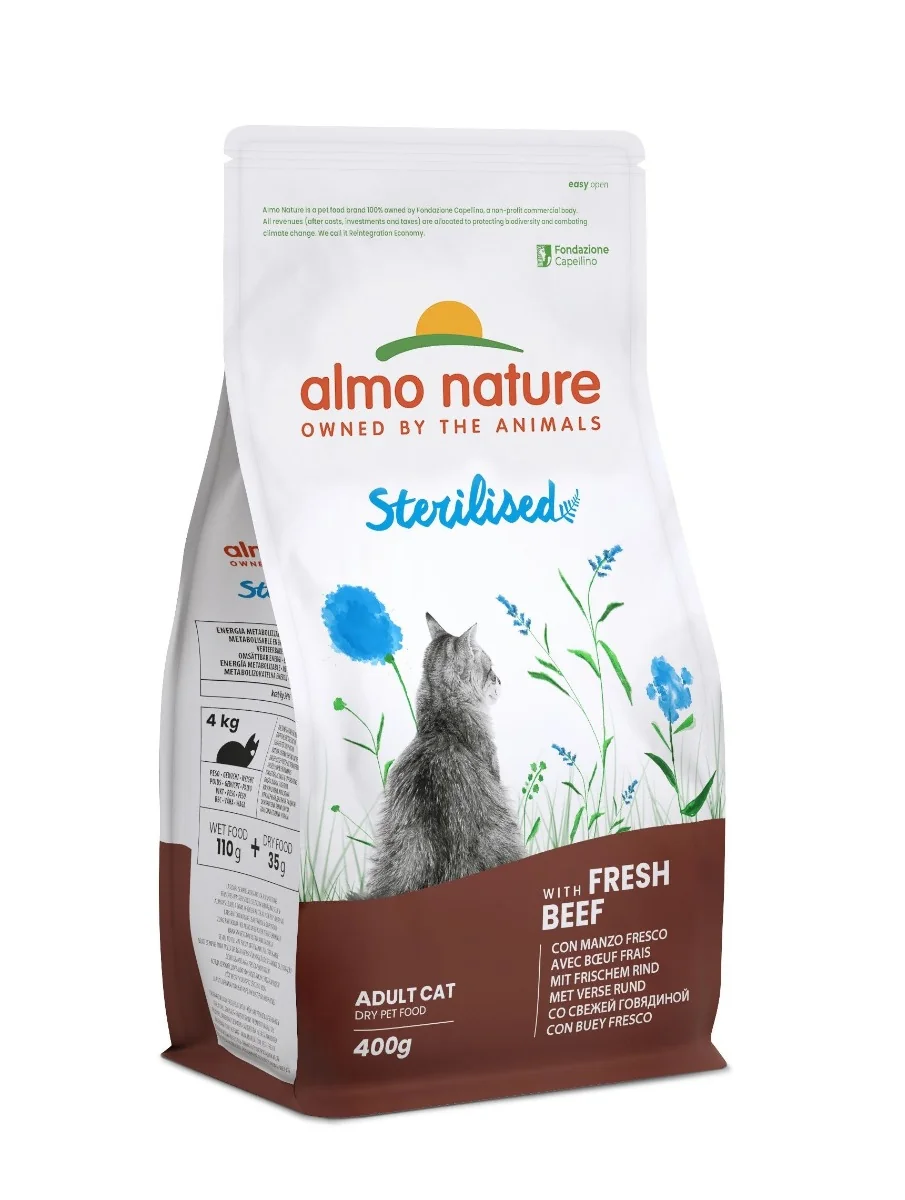 Almo Nature Sterilised s čerstvým hovězím krmivo pro kastrované kočky 400 g