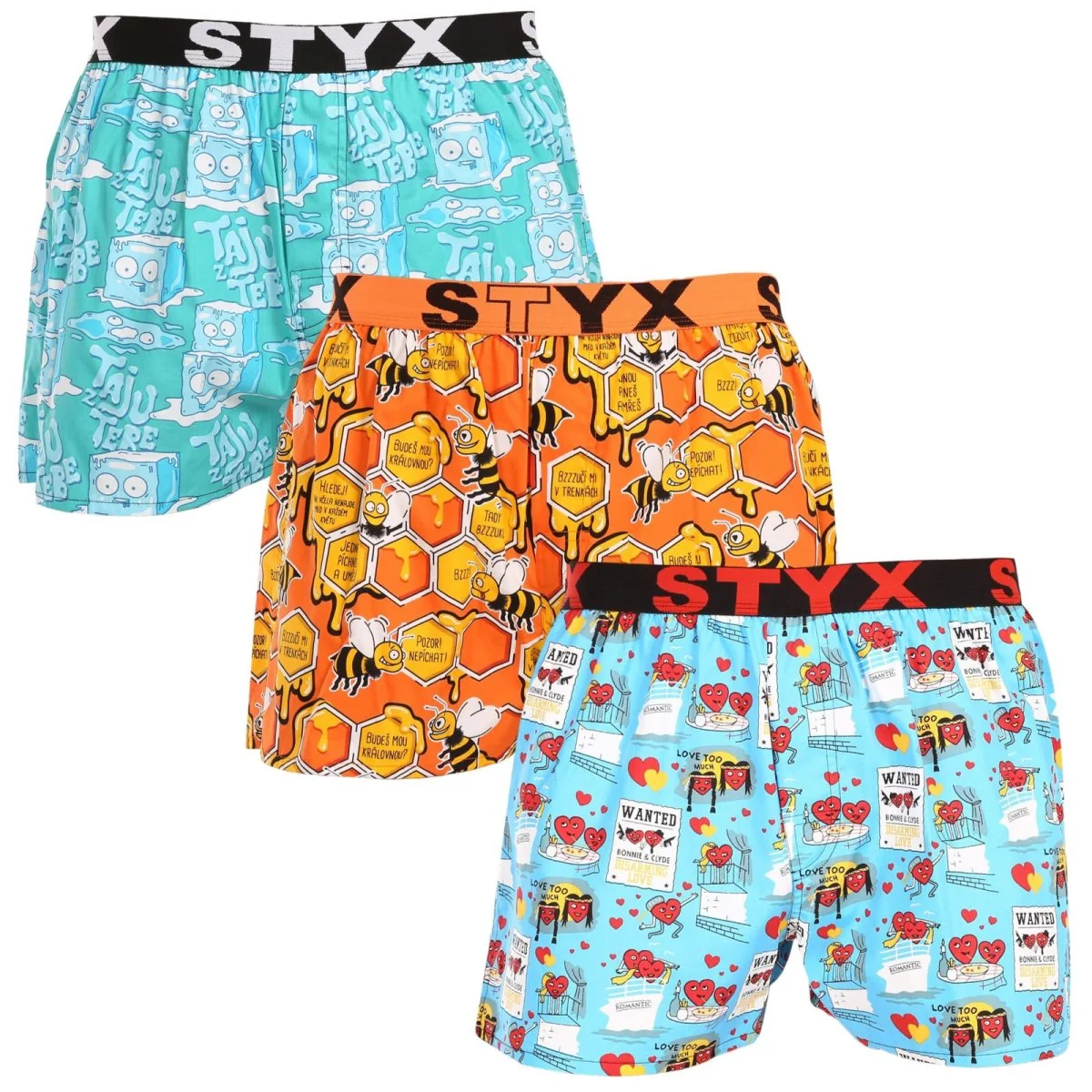 Styx 3PACK pánské trenky art sportovní guma vícebarevné (3B16476) L 