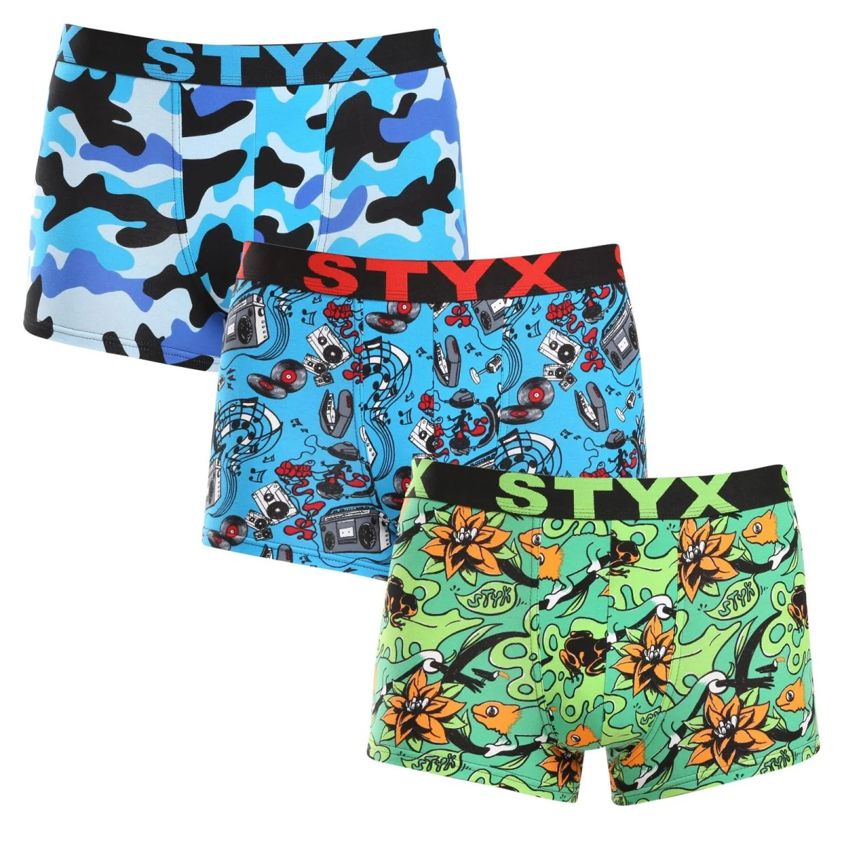 Styx 3PACK pánské boxerky art sportovní guma vícebarevné (3G15780) XXL 