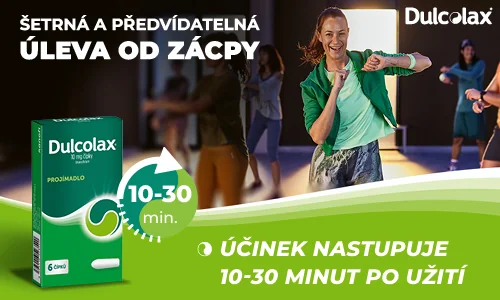 Dulcalax čípky. Šetrná a předvídatelná úleva od zácpy. Účinek nastupuje 10–30 minut po užití