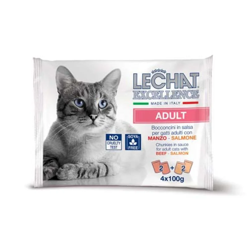 Monge LECHAT EXCELLENCE ADULT hovězí/losos multi pack 4x100g kapsička