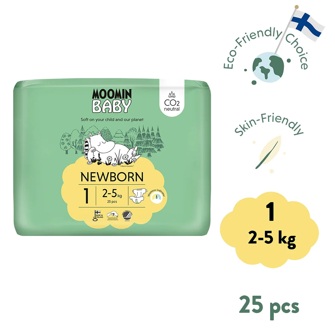 Moomin Baby 1 Newborn 2–5 kg eko pleny 25 ks