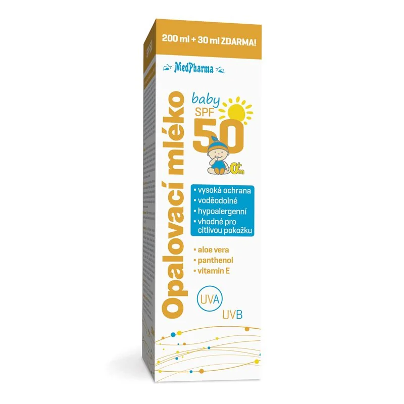 MedPharma Opalovací mléko baby SPF50 200 ml + 30 ml ZDARMA