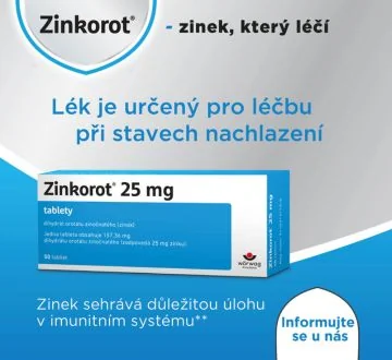 Zinkorot – zinek, který léčí. Lék je určený pro léčbu při stavech nachlazená. Zinek sehrává důležitou úlohu v imunitním systému.