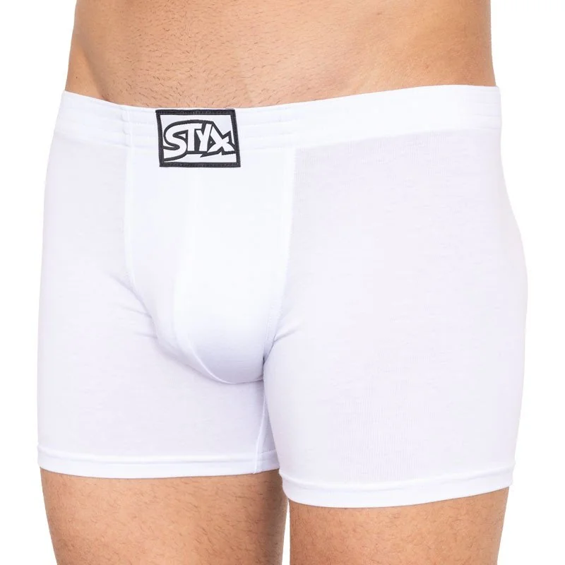 Styx Pánské boxerky long klasická guma bílé (F1061) XL 