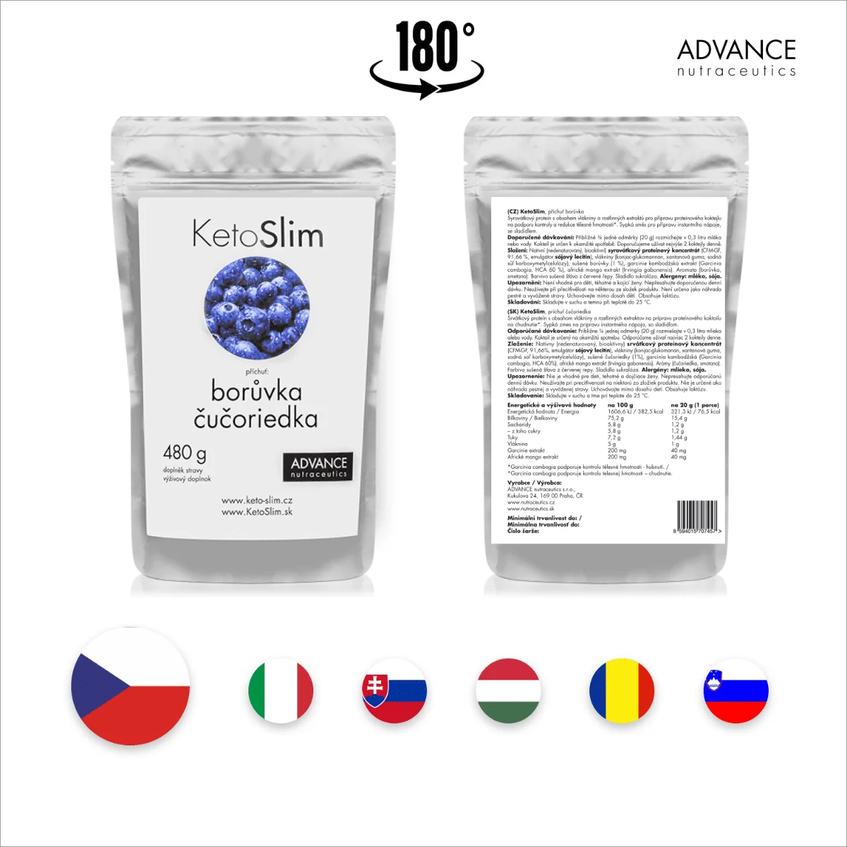 Advance KetoSlim příchuť borůvka 480 g