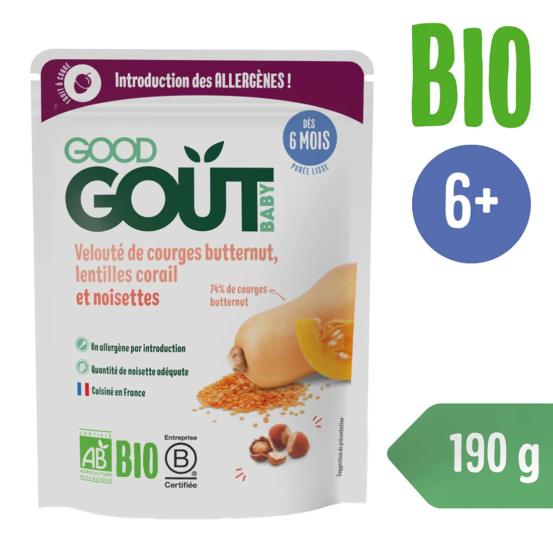 Good Gout BIO Dýňová polévka s červenou čočkou 6m+ 190 g