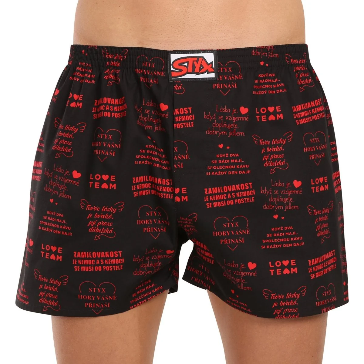 Styx Pánské trenky art klasická guma nadrozměr Valentýn texty (E1757) 3XL 