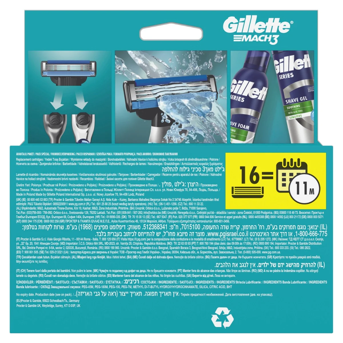 Gillette Mach3 náhradní hlavice 16 ks