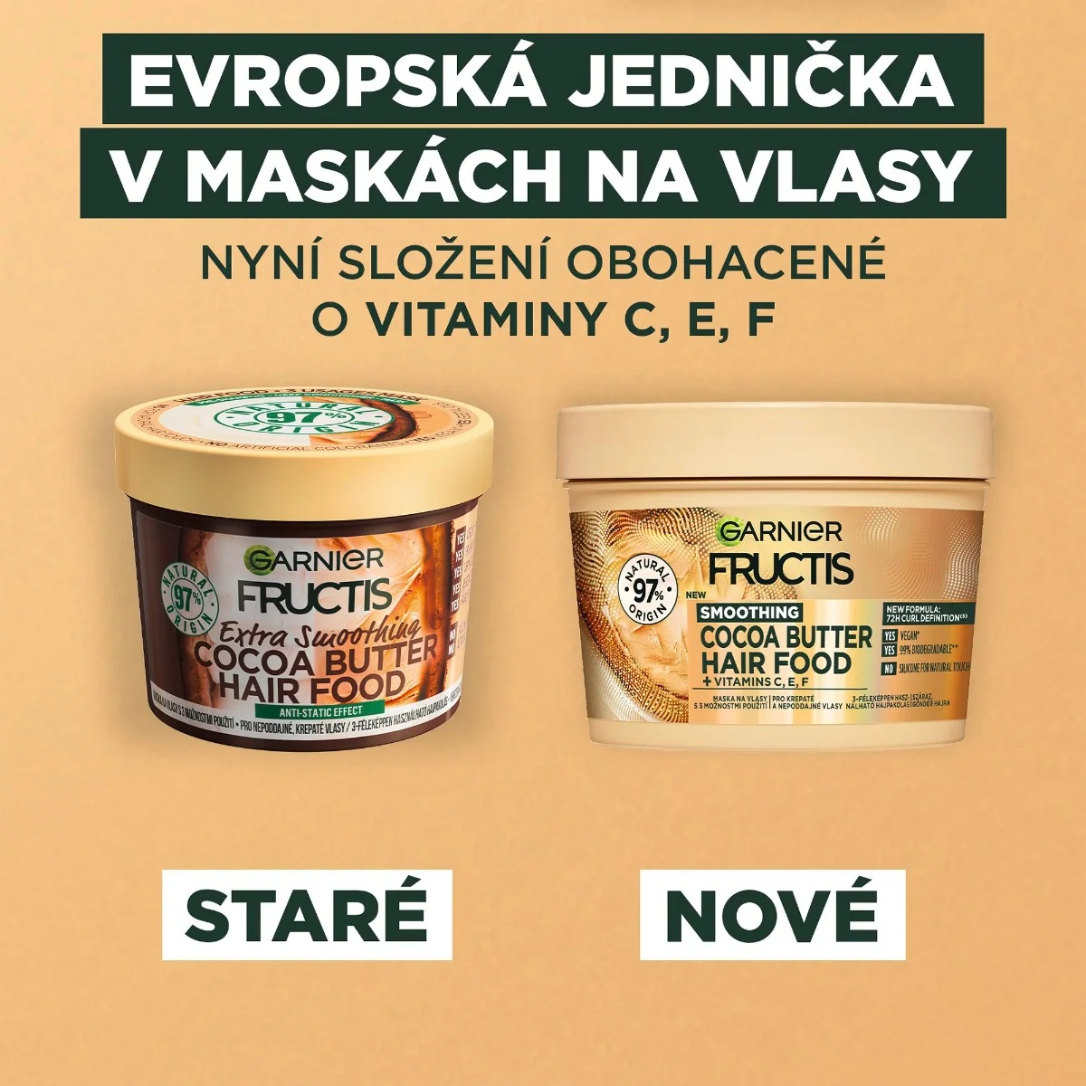 Garnier Fructis Hair Food Cocoa Butter uhlazující maska pro nepoddajné vlasy 400 ml