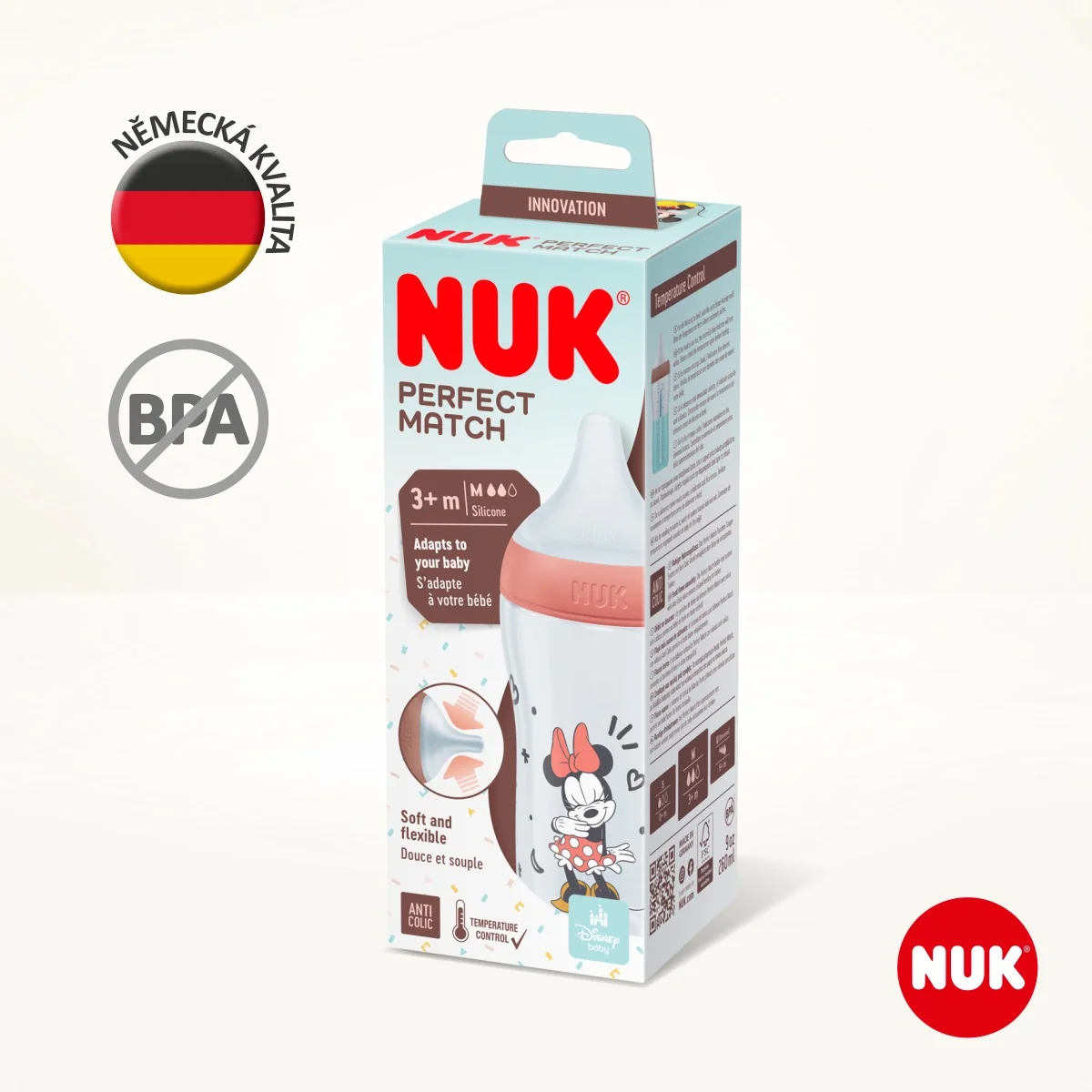 NUK Perfect Match Láhev Mickey mix barev 3m+ 260 ml 1 ks