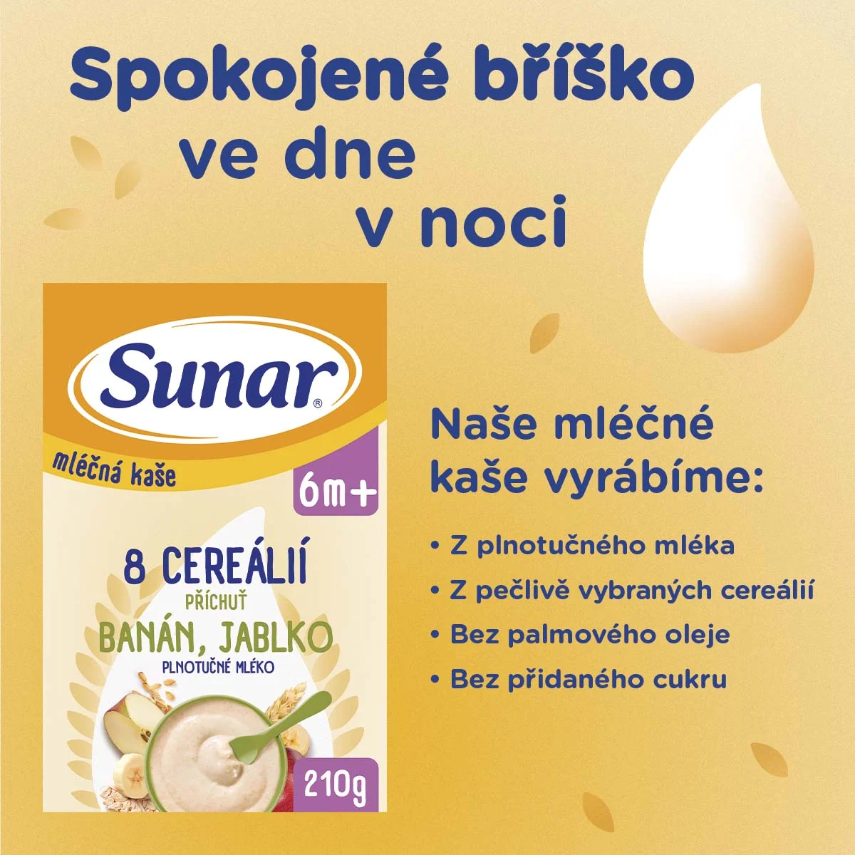 Sunar Mléčná kaše s 8 cereáliemi banán a jablko 210 g